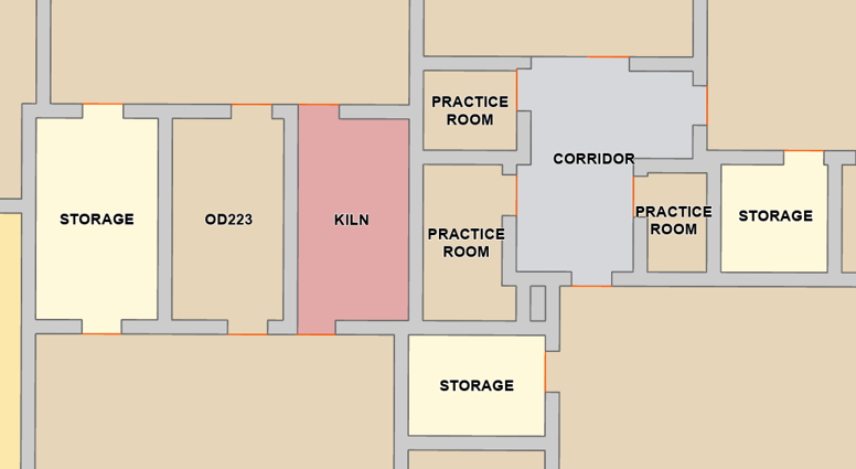 Indoor map showing automatically scaling and rotating text labels for rooms and corridors to enhance readability at all zoom levels and orientations