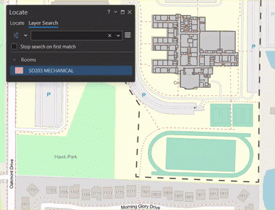 Indoor map interface showing searchable room functionality, contrasting traditional floor plans that require manual visual scanning