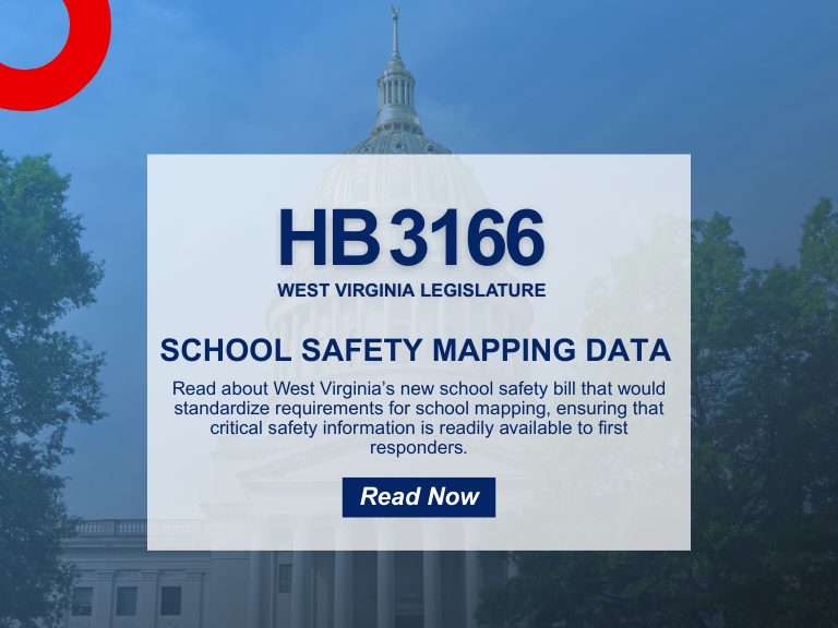 Digital school safety map highlighting indoor features and critical points of interest for emergency response in compliance with West Virginia HB 3166.